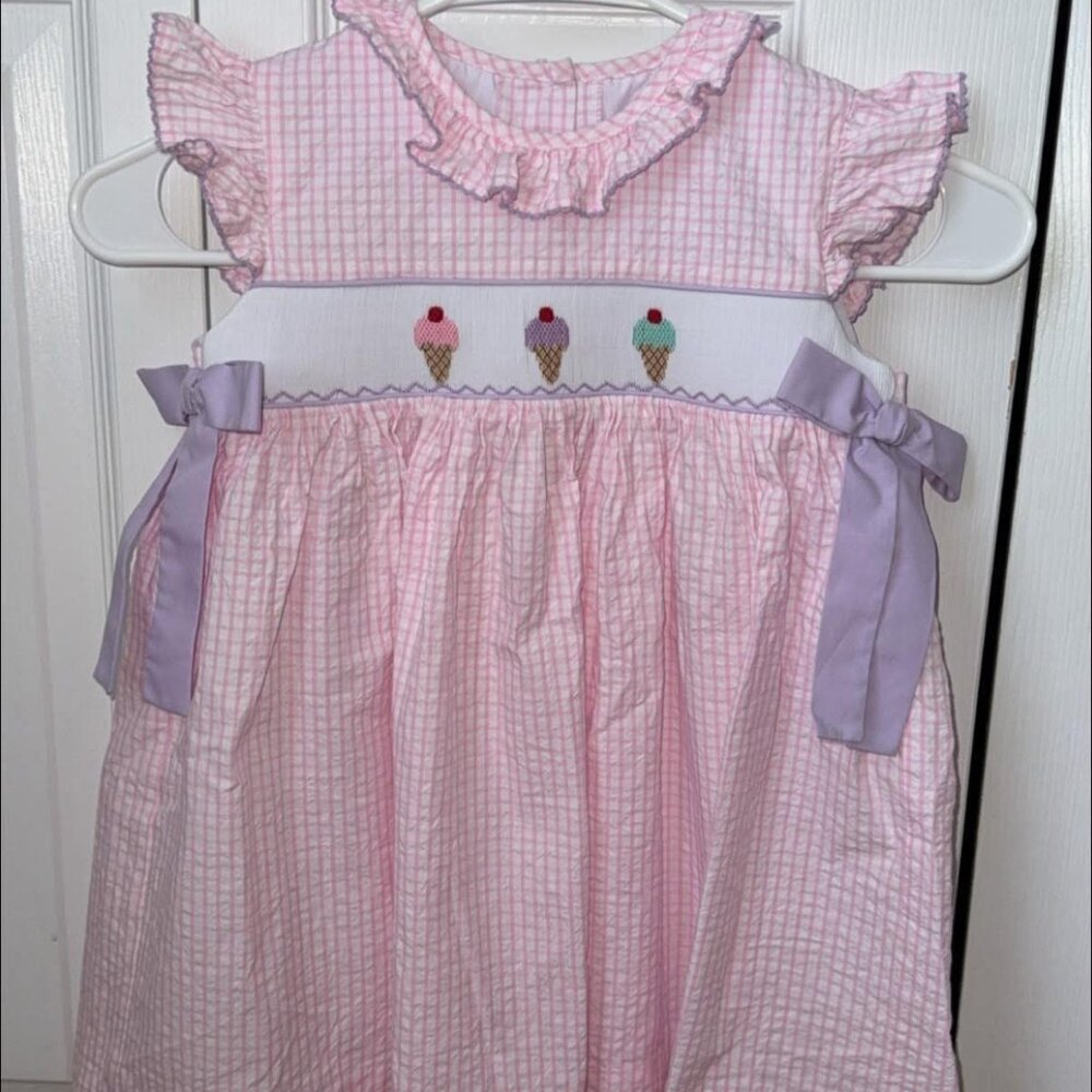 Southern Smocked Company Seersucker Smocked Dress 4T